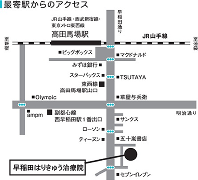 早稲田はりきゅう治療院のアクセスマップ
